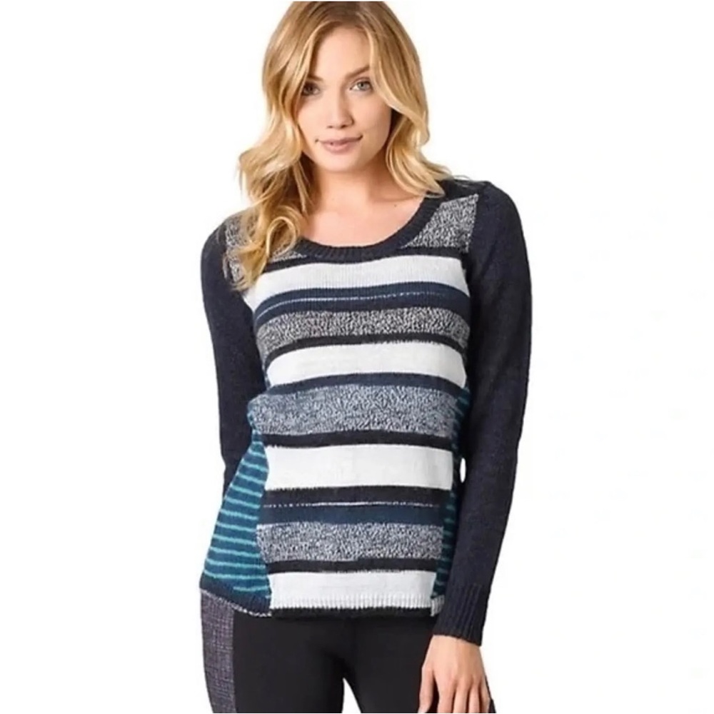 Prana Wool Blend blue Nautical Striped Seffi Sweater Size‎ Large